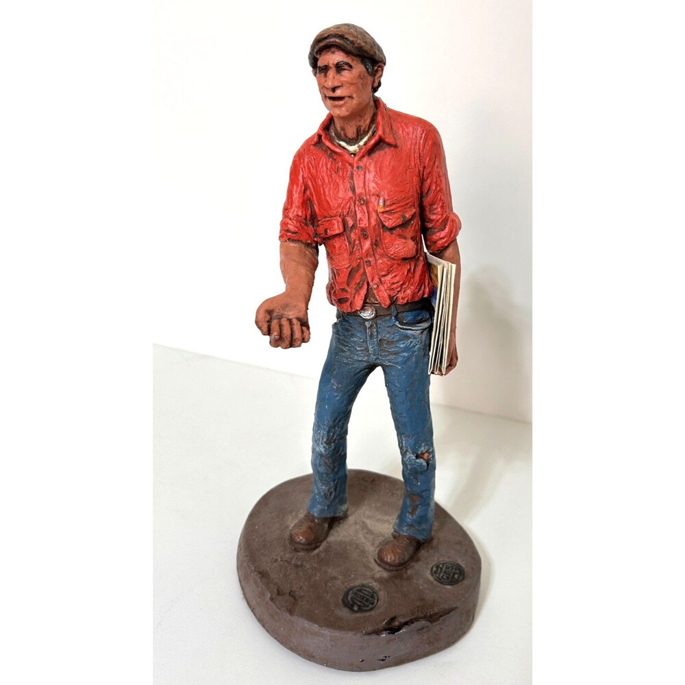 Rare vintage Michael Garman Signed Sculpture Newsman 1977‎ The Gazette Colorado